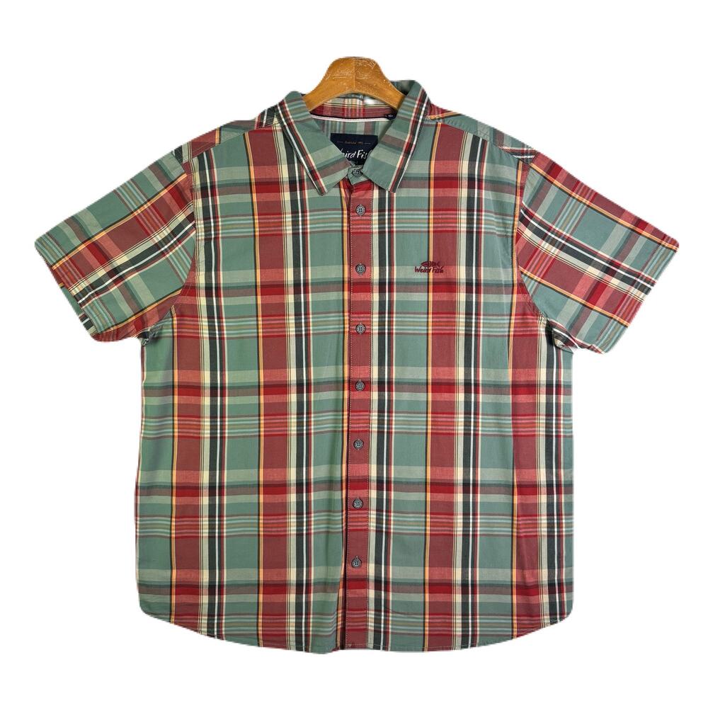 WIERD FISH “Judd” Short Sleeve Button Front Casual Dress Shirt Mens Size XL